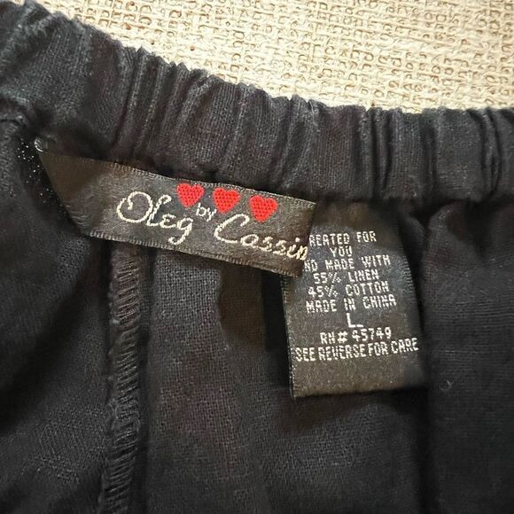 Oleg Cassini black linen capri pant size L - Picture 7 of 7
